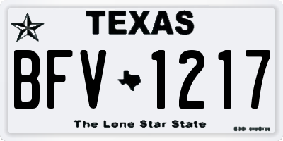 TX license plate BFV1217
