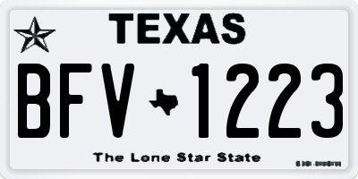 TX license plate BFV1223