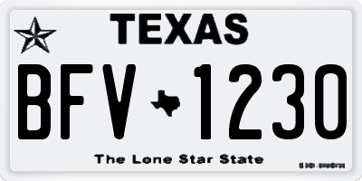 TX license plate BFV1230