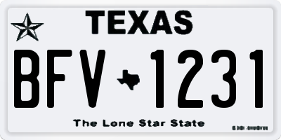 TX license plate BFV1231
