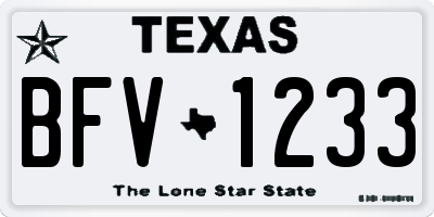 TX license plate BFV1233