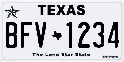 TX license plate BFV1234