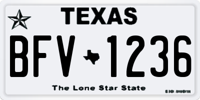 TX license plate BFV1236