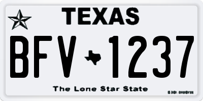 TX license plate BFV1237