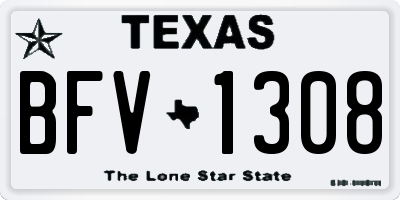 TX license plate BFV1308