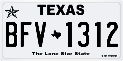TX license plate BFV1312