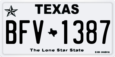 TX license plate BFV1387