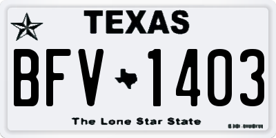 TX license plate BFV1403