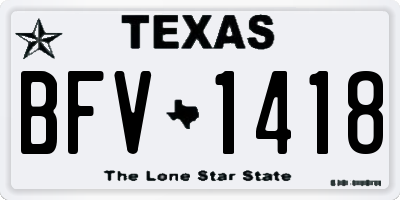 TX license plate BFV1418