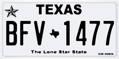 TX license plate BFV1477