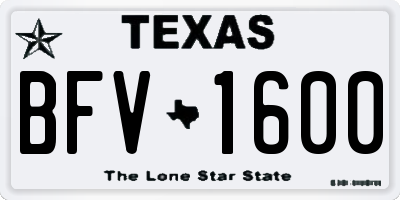 TX license plate BFV1600