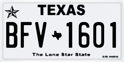 TX license plate BFV1601