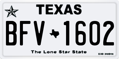 TX license plate BFV1602
