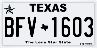 TX license plate BFV1603