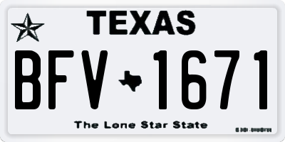 TX license plate BFV1671