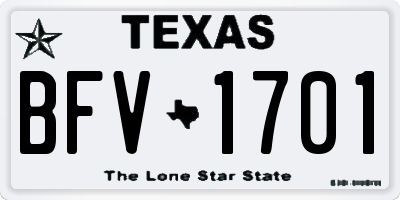 TX license plate BFV1701