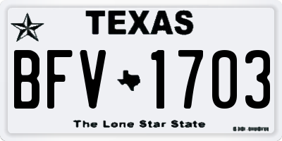 TX license plate BFV1703