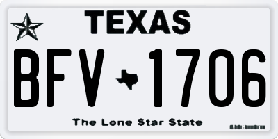 TX license plate BFV1706
