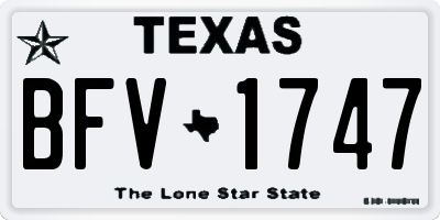 TX license plate BFV1747