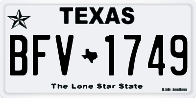 TX license plate BFV1749