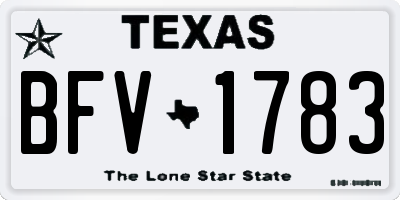 TX license plate BFV1783