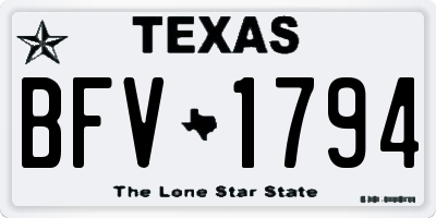 TX license plate BFV1794