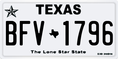 TX license plate BFV1796