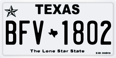 TX license plate BFV1802