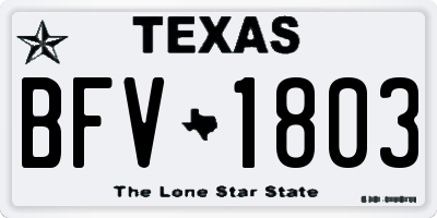 TX license plate BFV1803