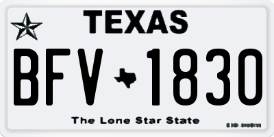 TX license plate BFV1830