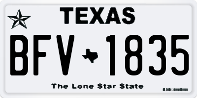 TX license plate BFV1835