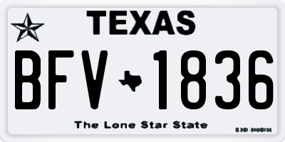 TX license plate BFV1836