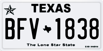 TX license plate BFV1838