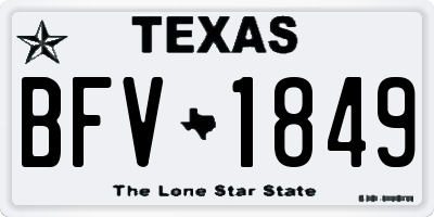 TX license plate BFV1849