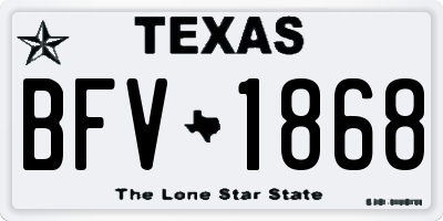 TX license plate BFV1868