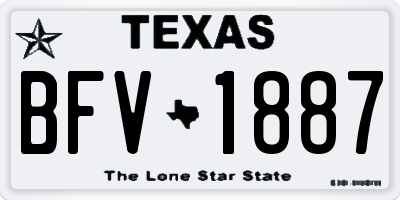 TX license plate BFV1887