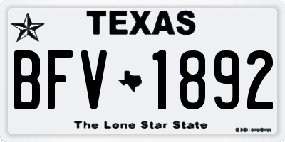 TX license plate BFV1892