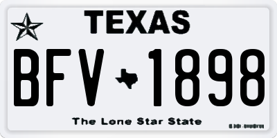 TX license plate BFV1898