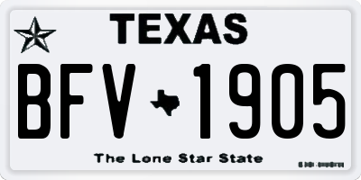 TX license plate BFV1905