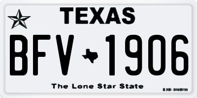 TX license plate BFV1906