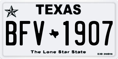 TX license plate BFV1907
