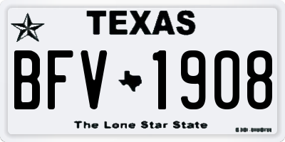 TX license plate BFV1908