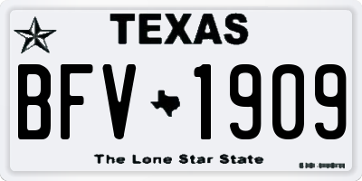 TX license plate BFV1909