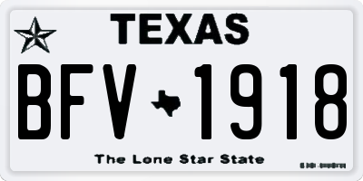 TX license plate BFV1918