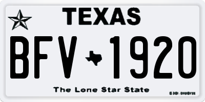 TX license plate BFV1920