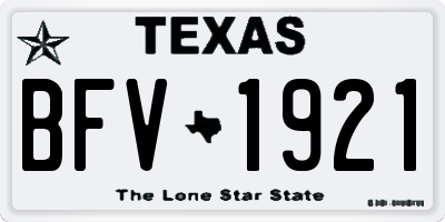TX license plate BFV1921