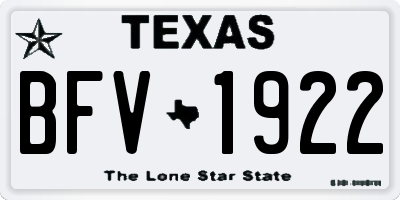 TX license plate BFV1922