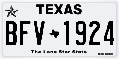 TX license plate BFV1924