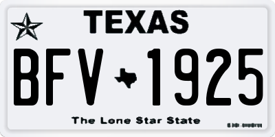 TX license plate BFV1925
