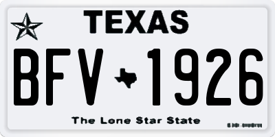 TX license plate BFV1926